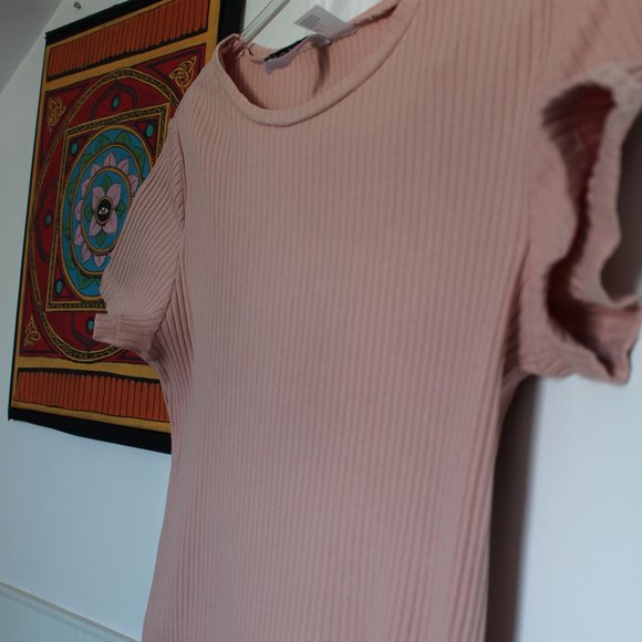 H&M Pale Pink Ribbed Tshirt Dress - Picture 4 of 11